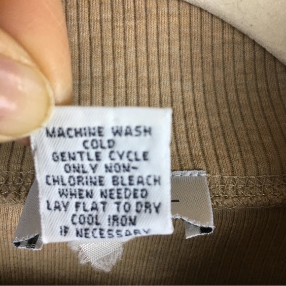 Ann Taylor LOFT Tan Turtleneck Shoulder Button Ribbed Knit Long Sleeve Top XL - Picture 11 of 11